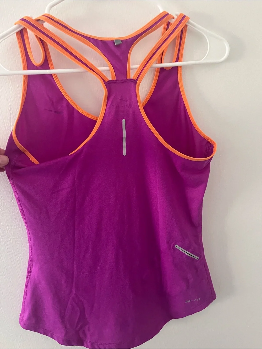 Nike Women’s Dri-Fit Hot Pink Orange Tank Strappy Racerback Reflective Pocket S